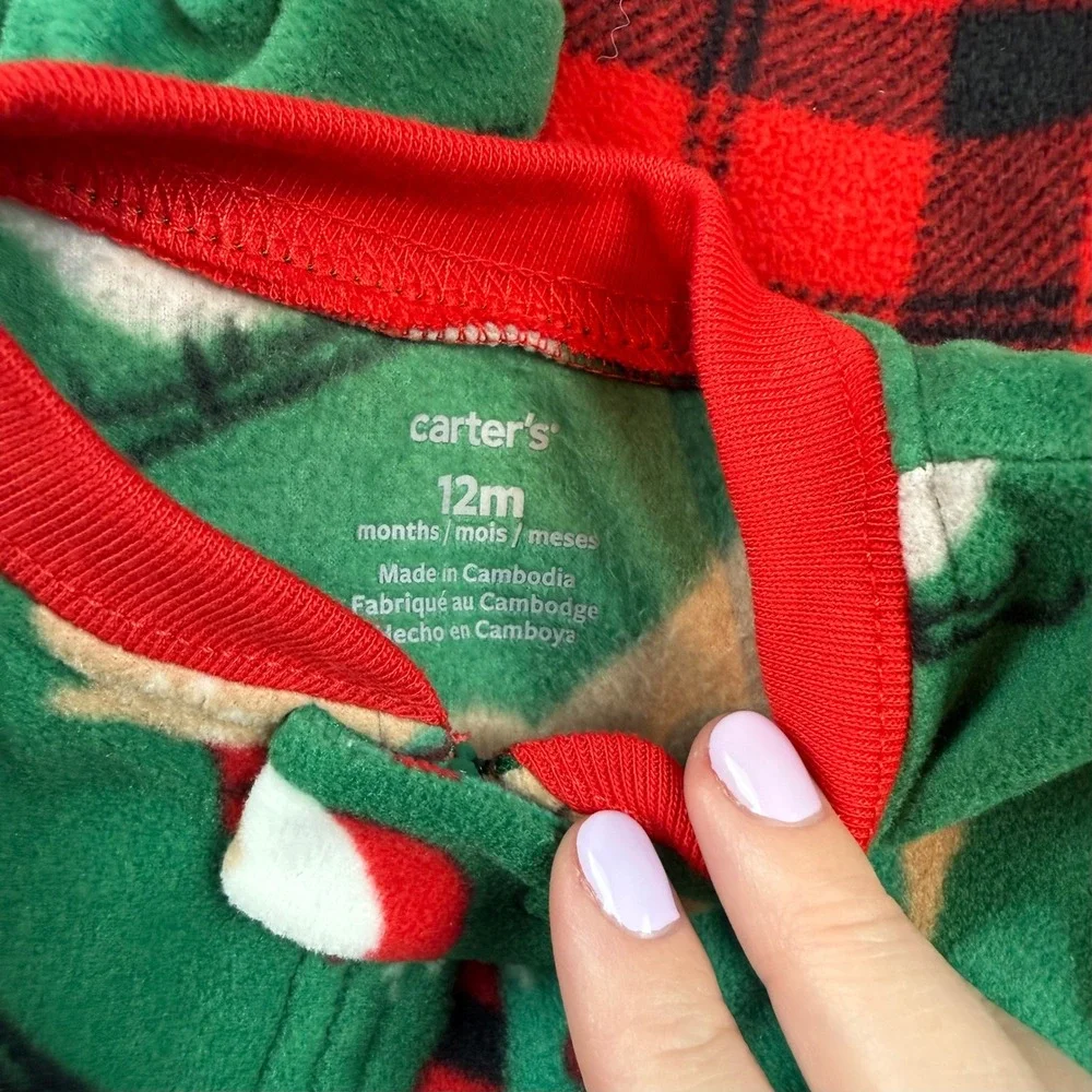 3 Pairs of Carter's Christmas Pajamas - Santa‎ Holiday Sleepwear Size 12 Months